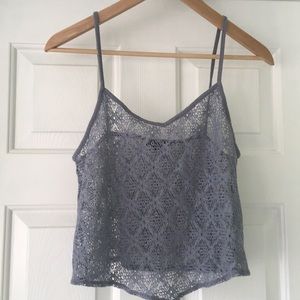 Gray Lace Crop Tank Top